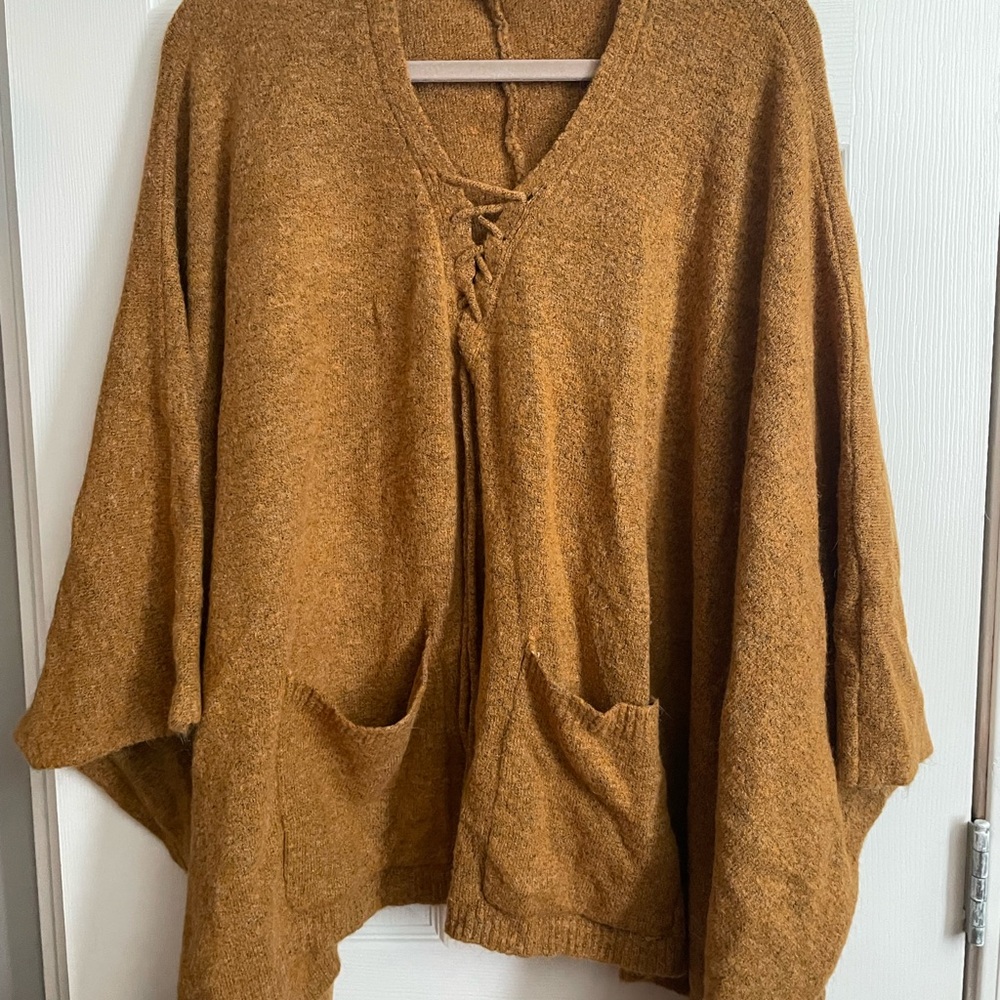 L&B Tan Women's Poncho Sweater
